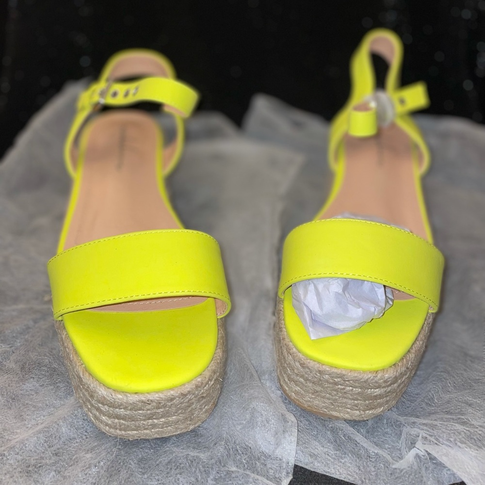 Bright neon yellow espadrilles.